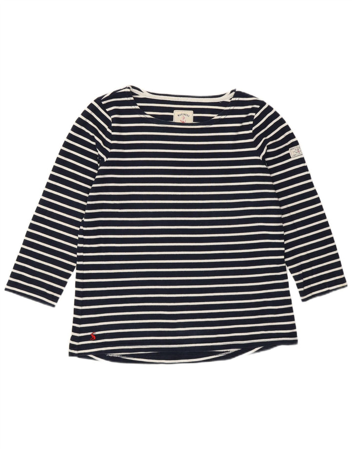JOULES Dame Top 3/4 ærmer UK 12 Mellem marineblå stribet bomuld