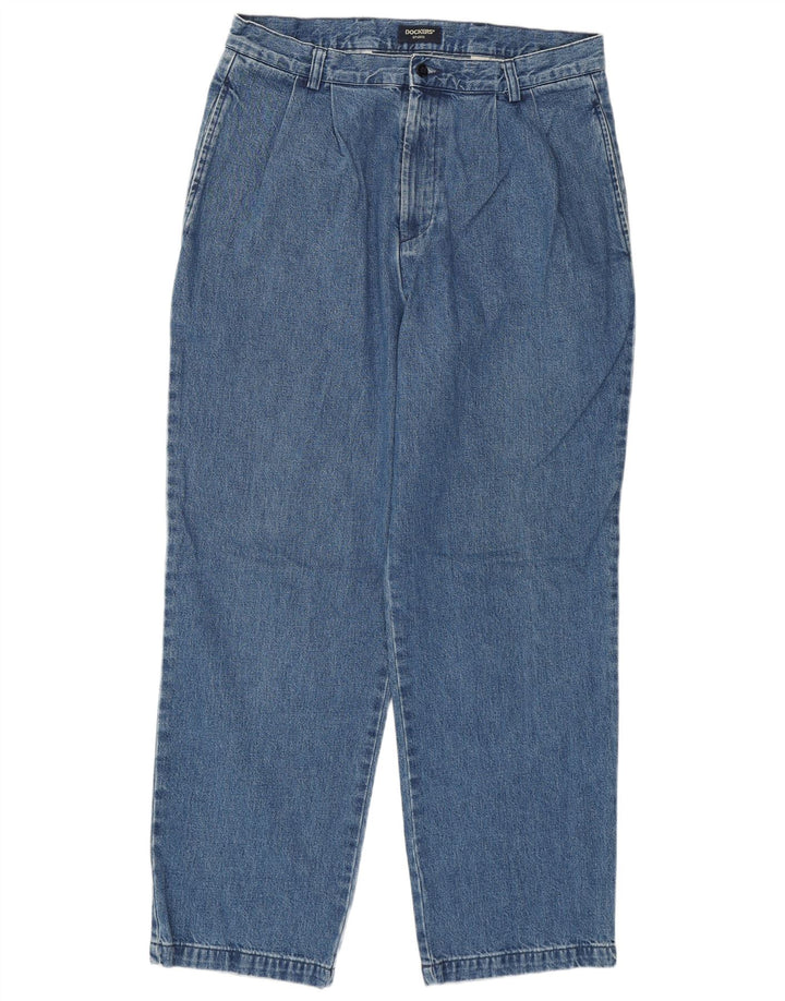 Dockers Dame Classic Fit Straight Jeans W34 L30 Blå Bomuld