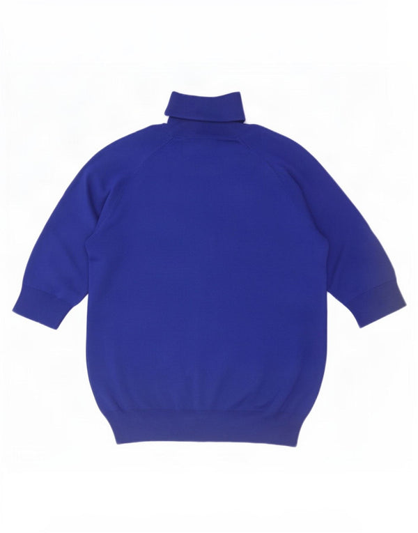 Zara Dame Kortærmet rullehals Jumper Sweater UK 12 Medium Blue Viscose