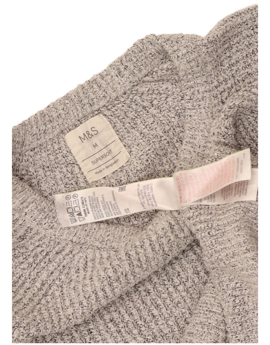 Marks & Spencer Herre Boat Neck Jumper Sweater Medium Grey Flecked Polyamid