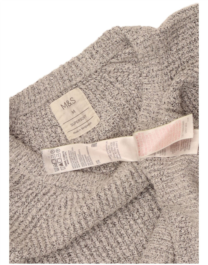 Marks & Spencer Herre Boat Neck Jumper Sweater Medium Grey Flecked Polyamid