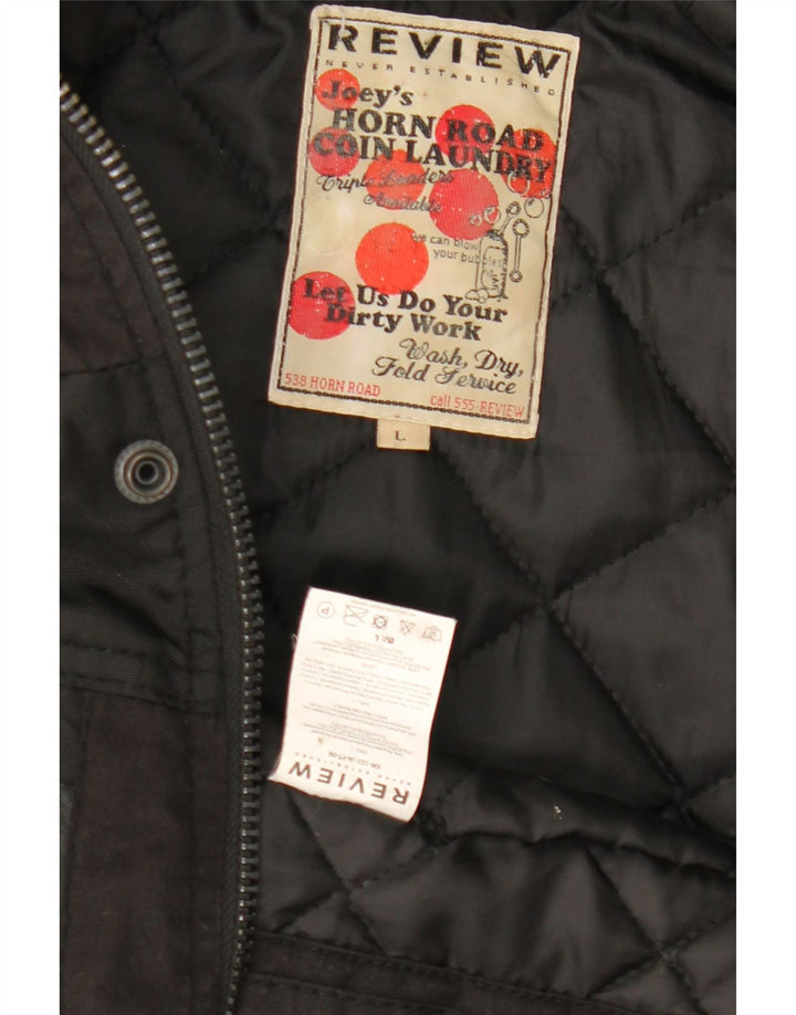 Anmeldelse Herre Hooded Utility Jacket UK 40 Large Black Polyester