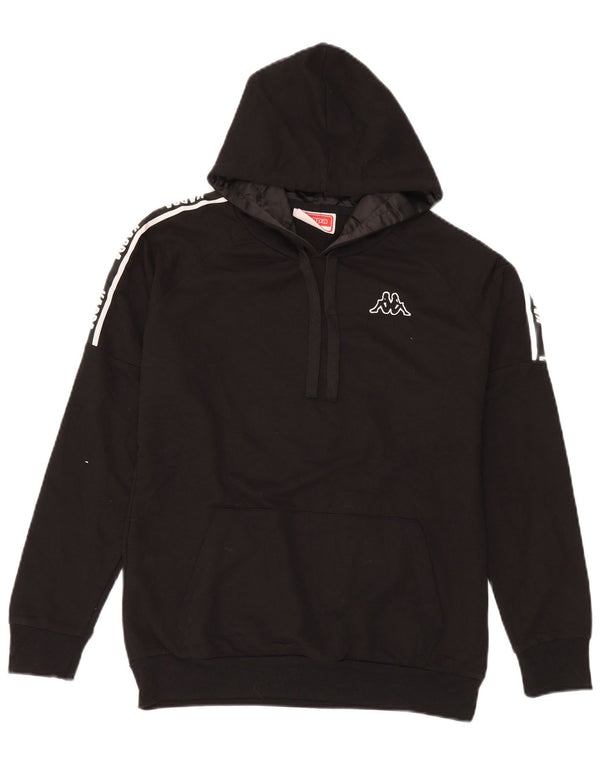 Kappa Graphic Hoodie Jumper UK 16 Large Black Polyester