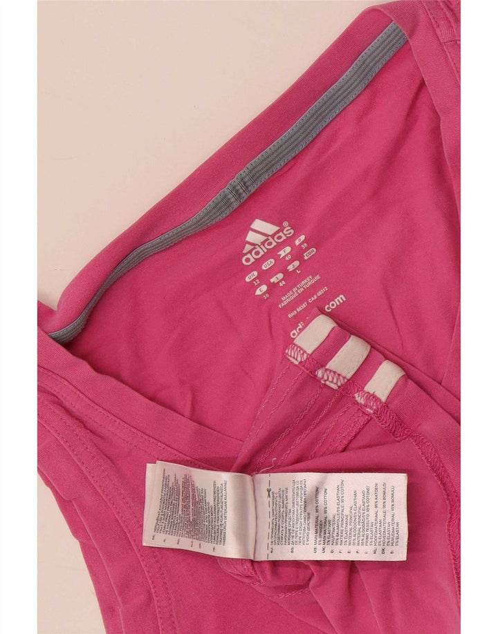 Adidas Womens Crop Vest Top UK 12 Medium Pink Bomuld