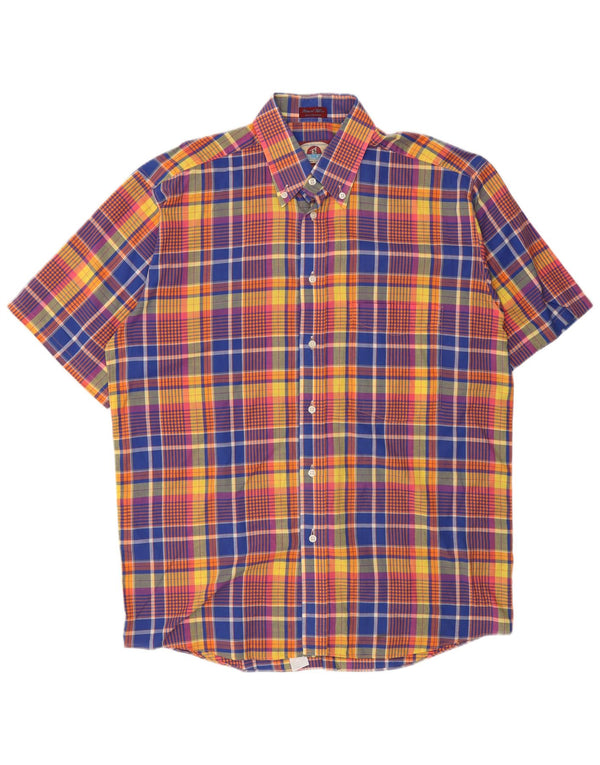 Dino Erre Herre kortærmet skjorte medium flerfarvet ternet bomuld