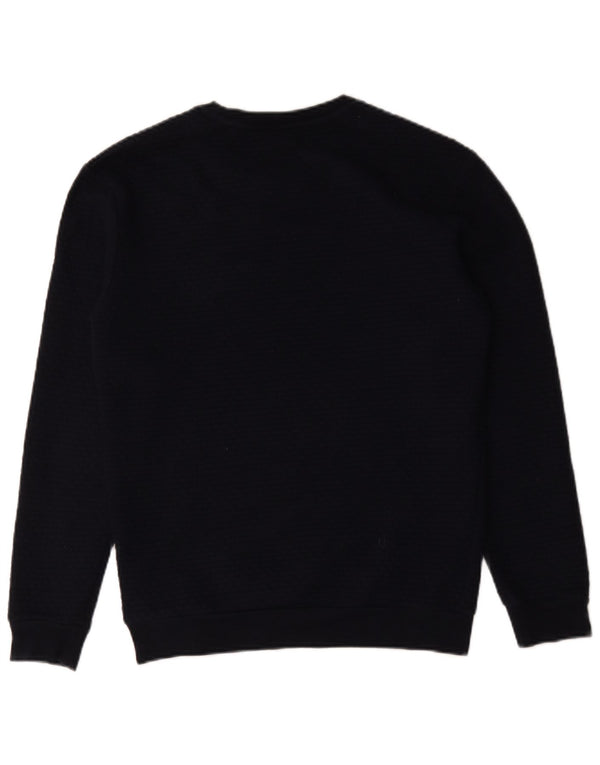 Zara Dame Boat Neck Jumper Sweater UK 14 Medium Navy Blue Bomuld