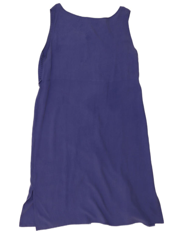 Cinelli Womens Sleeveless A-Line Dress UK 16 Large Navy Blue Silk