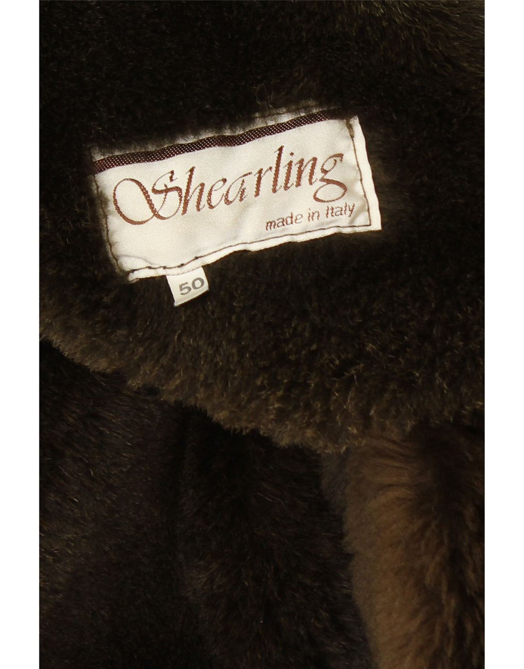 VINTAGE Herre Hætte Shearling Overfrakke IT 50 Stor Khaki Shearling