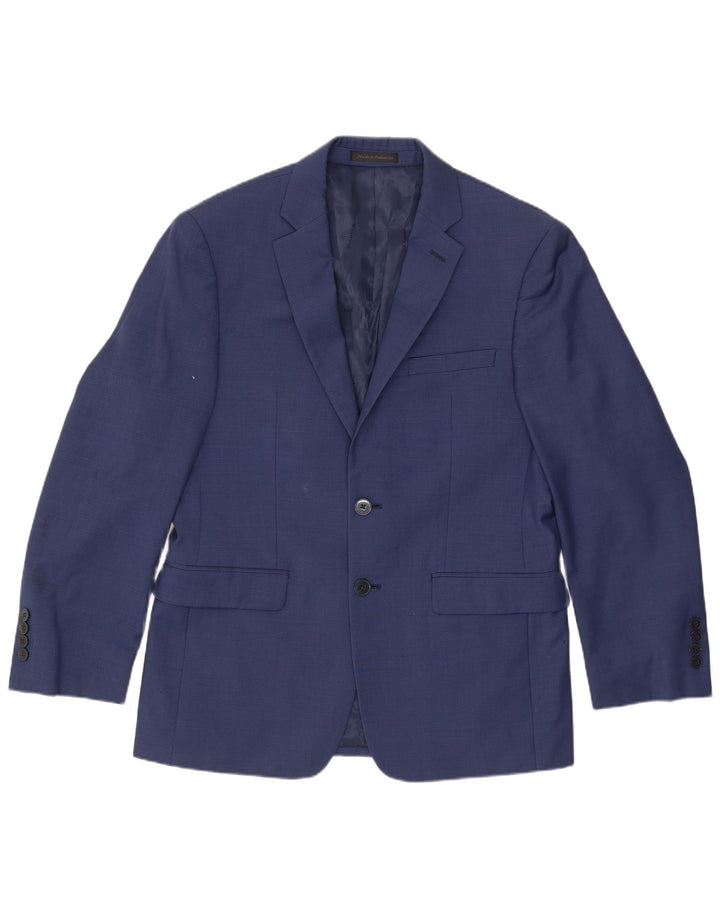 Calvin Klein Herre Short 2 Button Blazer Jacket UK 38 Medium Navy Blue Wool