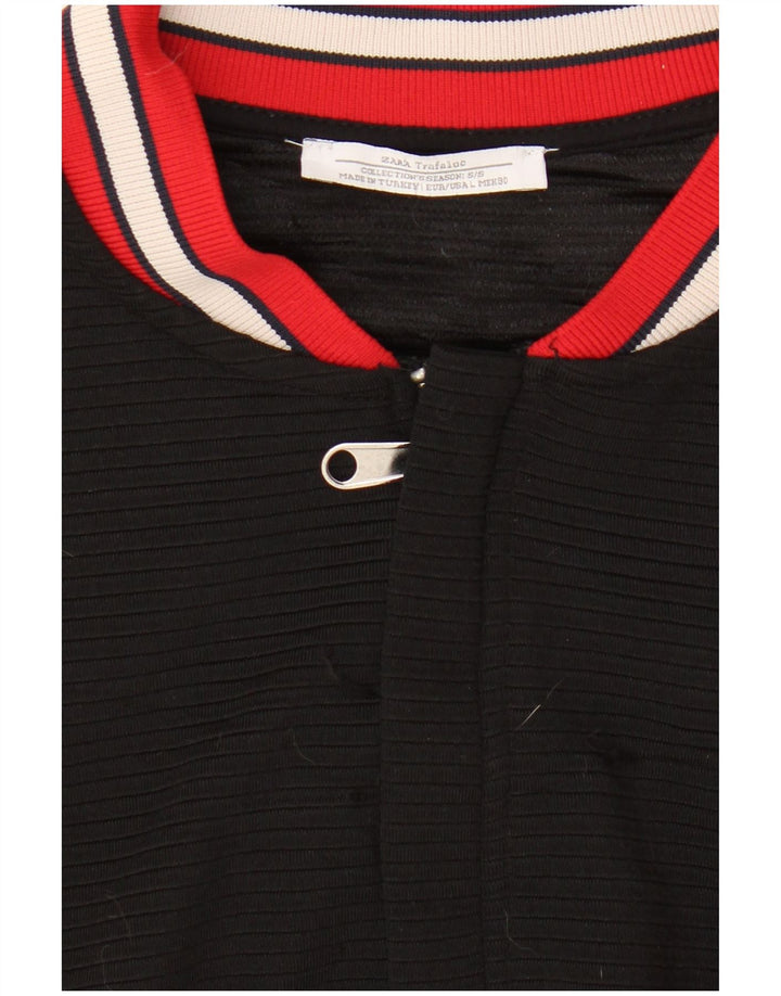 ZARA Womens Cardigan Sweater UK 16 Large Black Floral Polyester