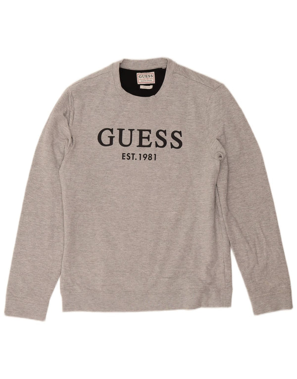 Guess Mens Slim Fit Sweatshirt Jumper Medium Grey Cotton