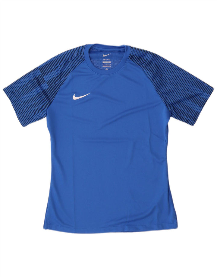 Nike Herre Dri Fit Slim Fit T-shirt top mellemblå stribet polyester