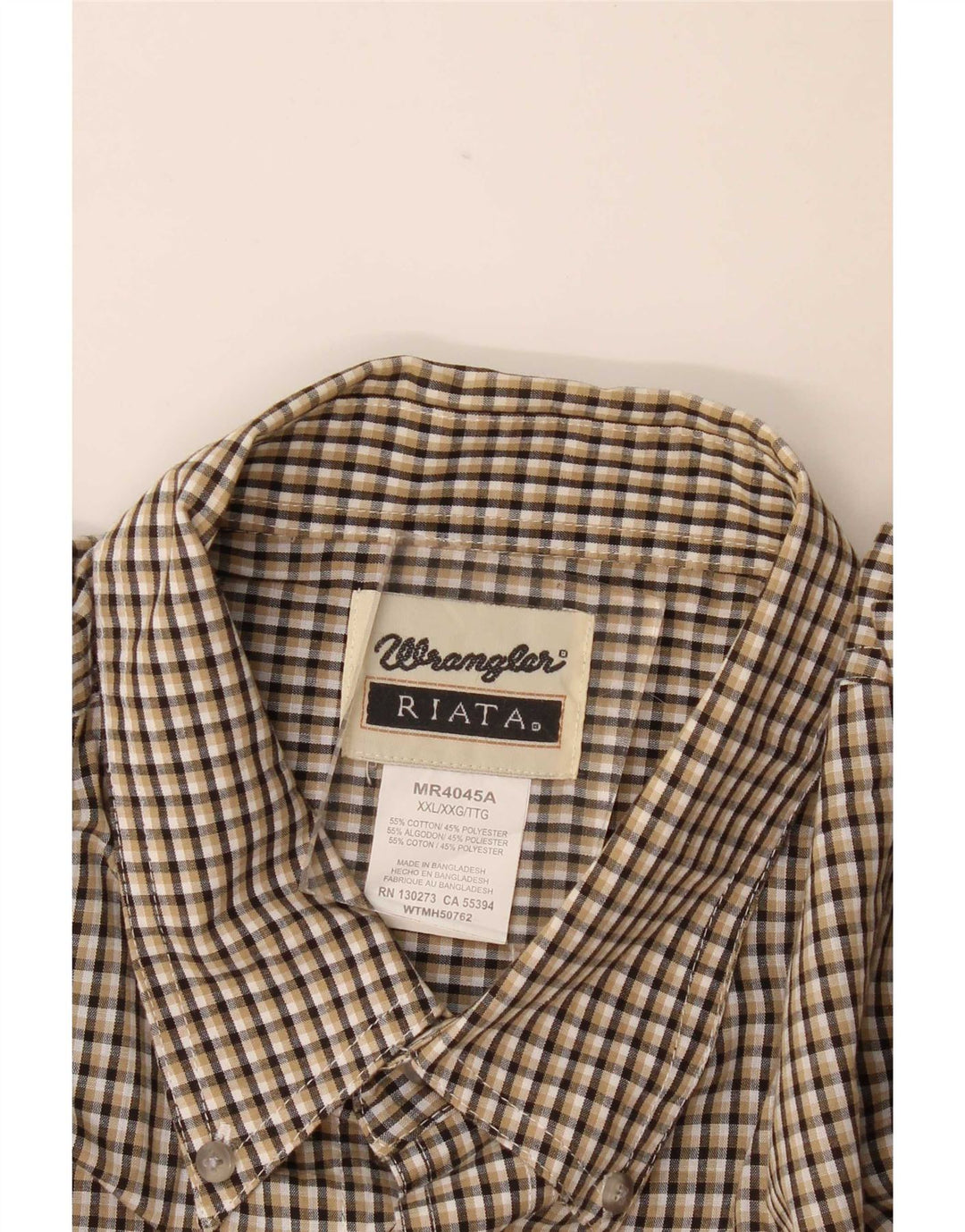 Wrangler Herre Riata kortærmet skjorte XL Grå Gingham Bomuld