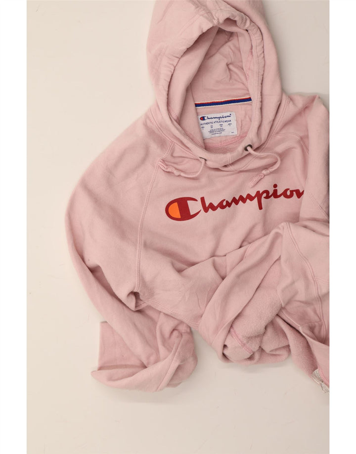 CHAMPION Womens Graphic Hoodie Jumper UK 10 Small Pink Polyester Vintage Champion and Second-Hand Champion from Messina Hembry 