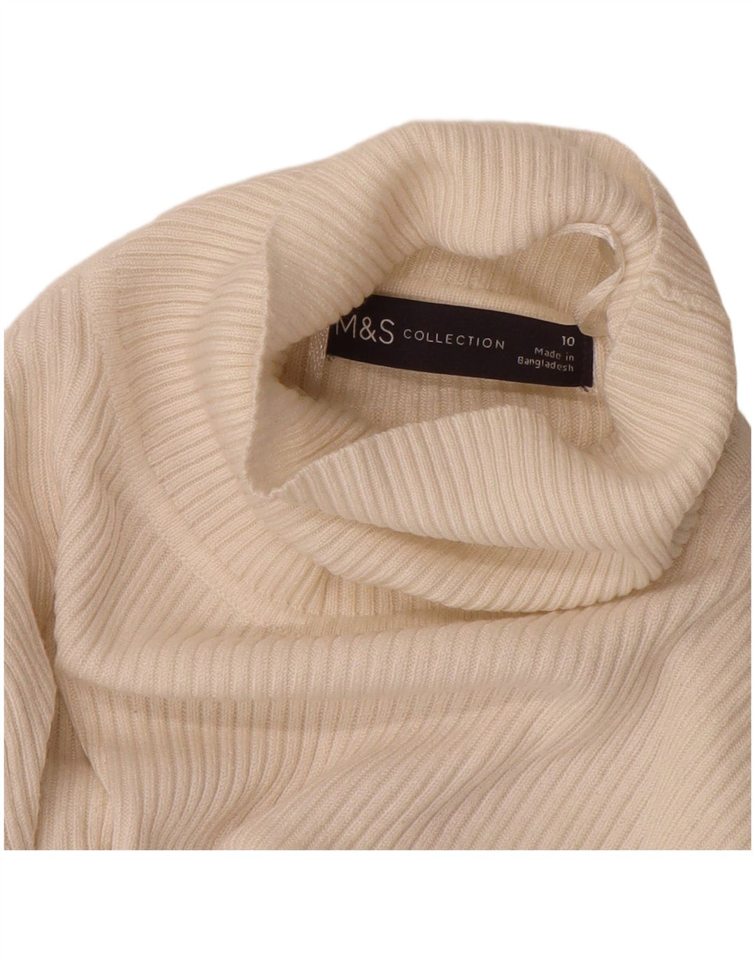 Marks & Spencer Dame Rullehals Sweater UK 10 Small White Viscose