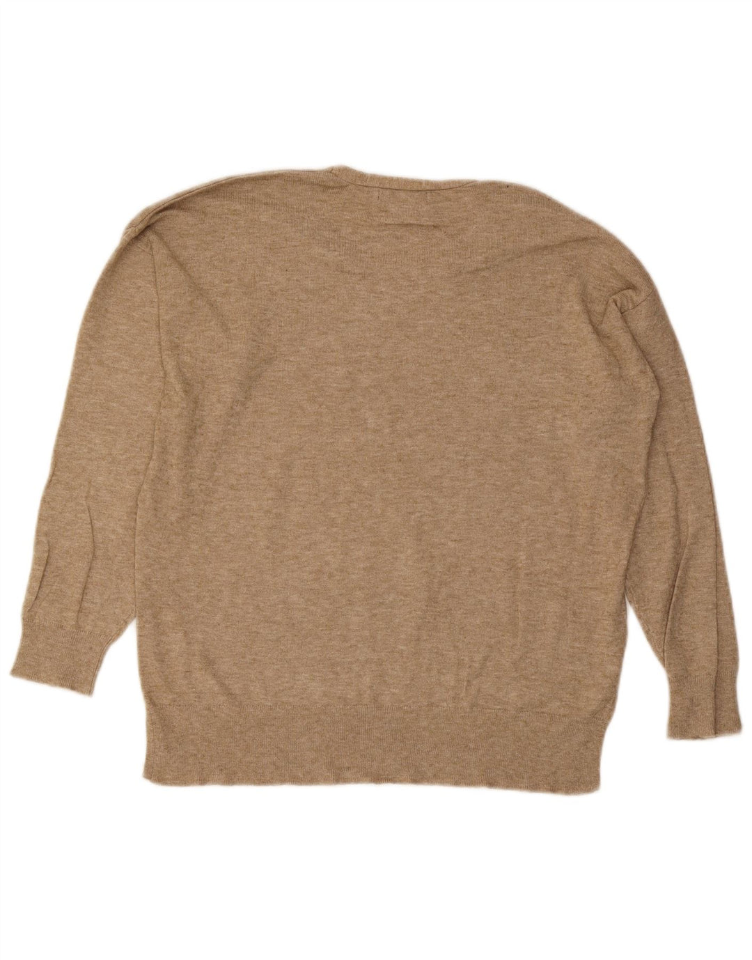 FRENCH CONNECTION Womens V-Neck Jumper Sweater UK 14 Medium Beige Viscose