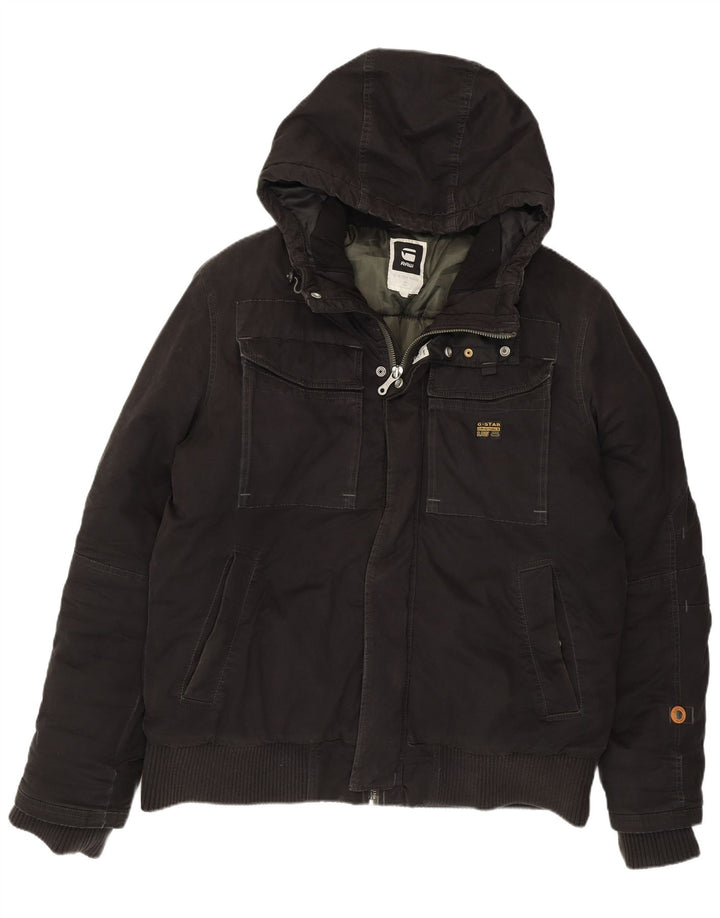 G-STAR Bomberjakke med hætte til mænd UK 44 2XL Sort bomuld