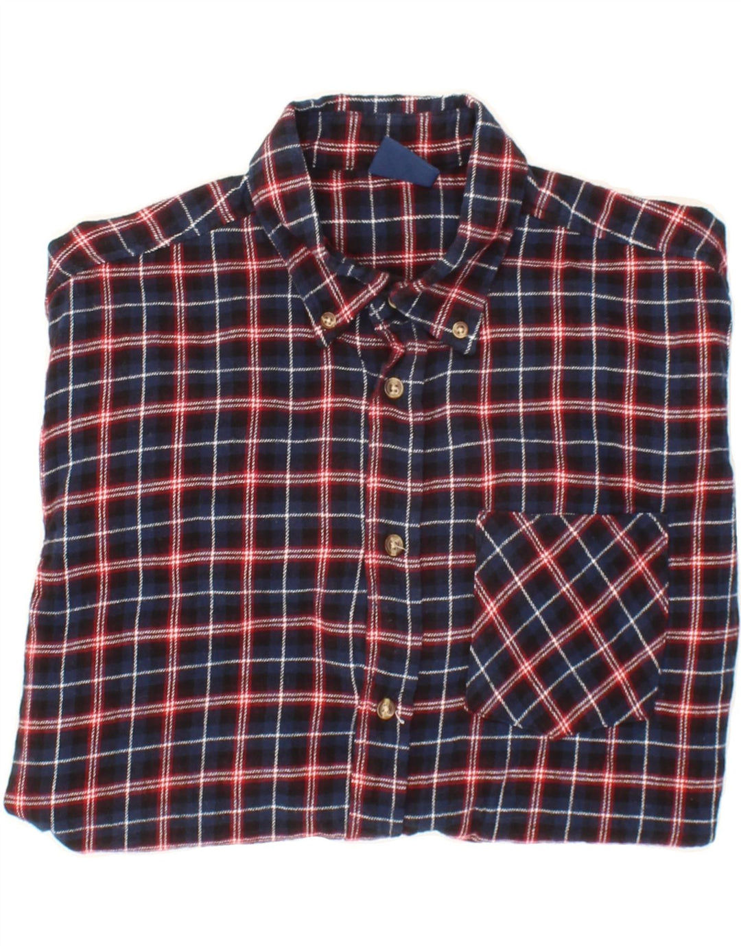 VINTAGE Mens Flannel Shirt Large Navy Blue Check Cotton Vintage Vintage and Second-Hand Vintage from Messina Hembry 