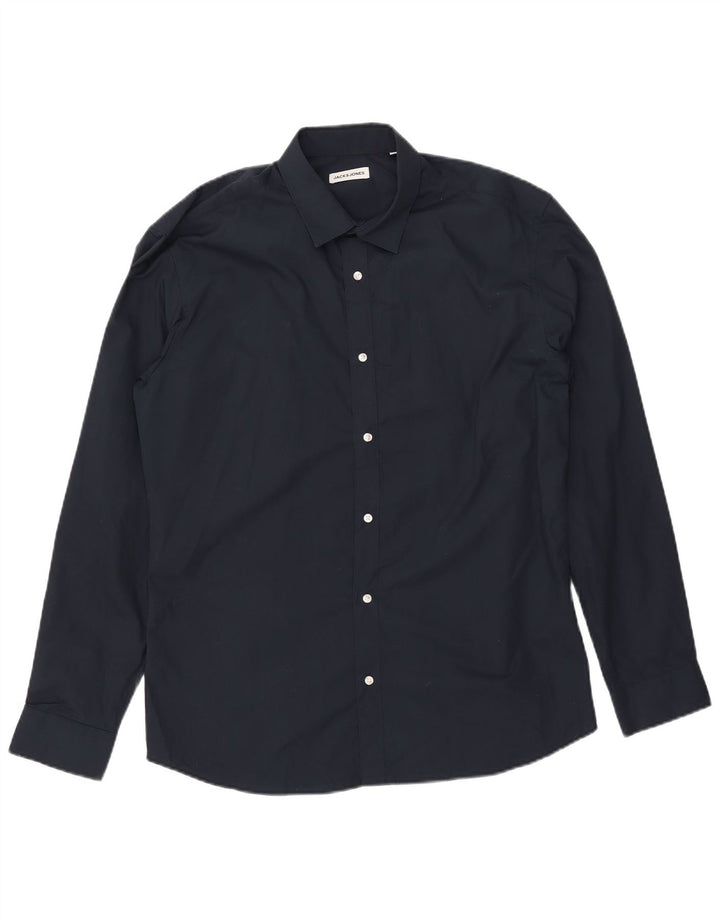 JACK & JONES Herreskjorte XL Marineblå Polyester