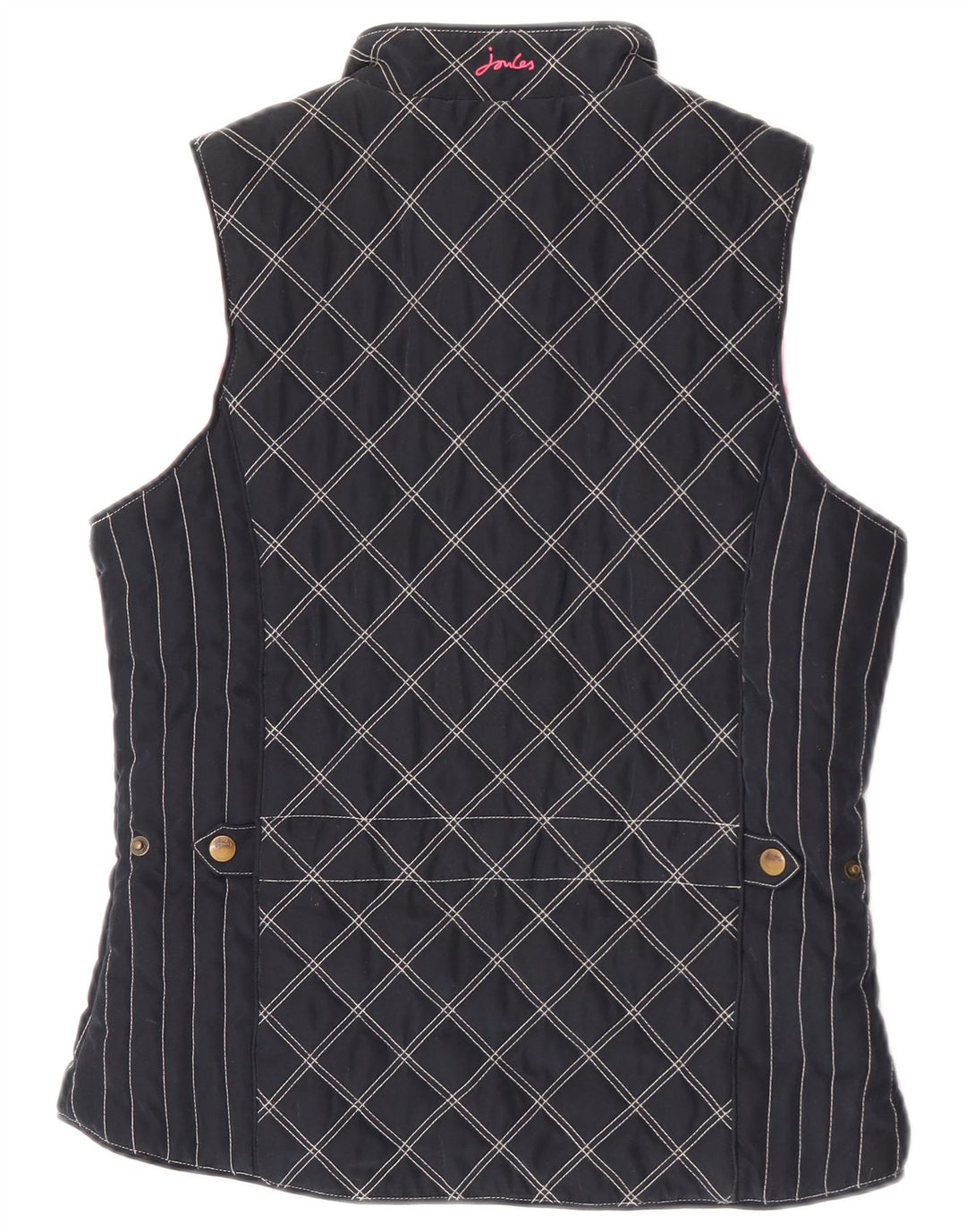 Joules Womens Polstret Gilet UK 10 Small Navy Blue Argyle/Diamond Polyester