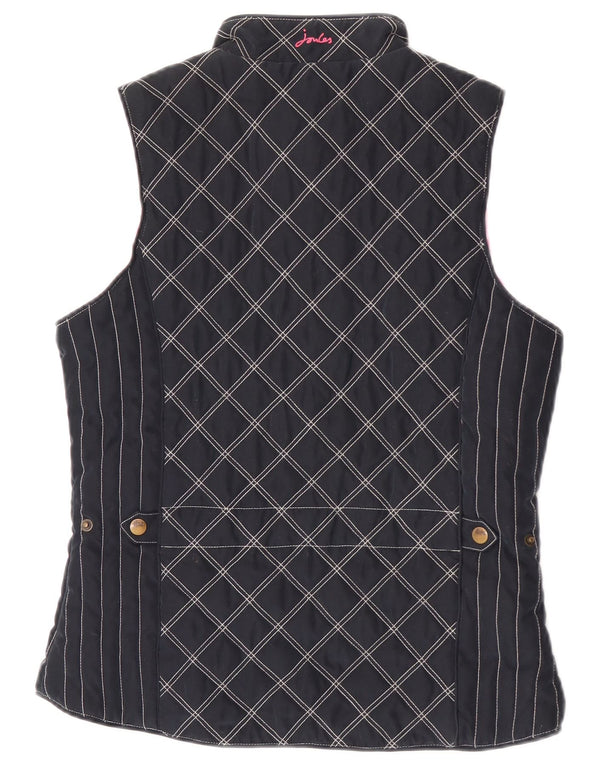 Joules Womens Polstret Gilet UK 10 Small Navy Blue Argyle/Diamond Polyester