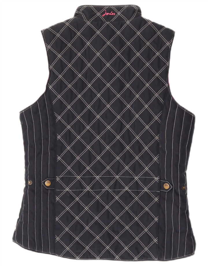 Joules Womens Polstret Gilet UK 10 Small Navy Blue Argyle/Diamond Polyester