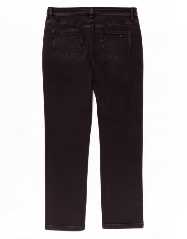 Marks & Spencer Dame Straight Jeans UK 18 XL W36 L29 Sort Bomuld
