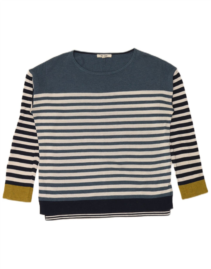 White Stuff Dame Boat Neck Jumper Sweater UK 8 Small Blue Striped