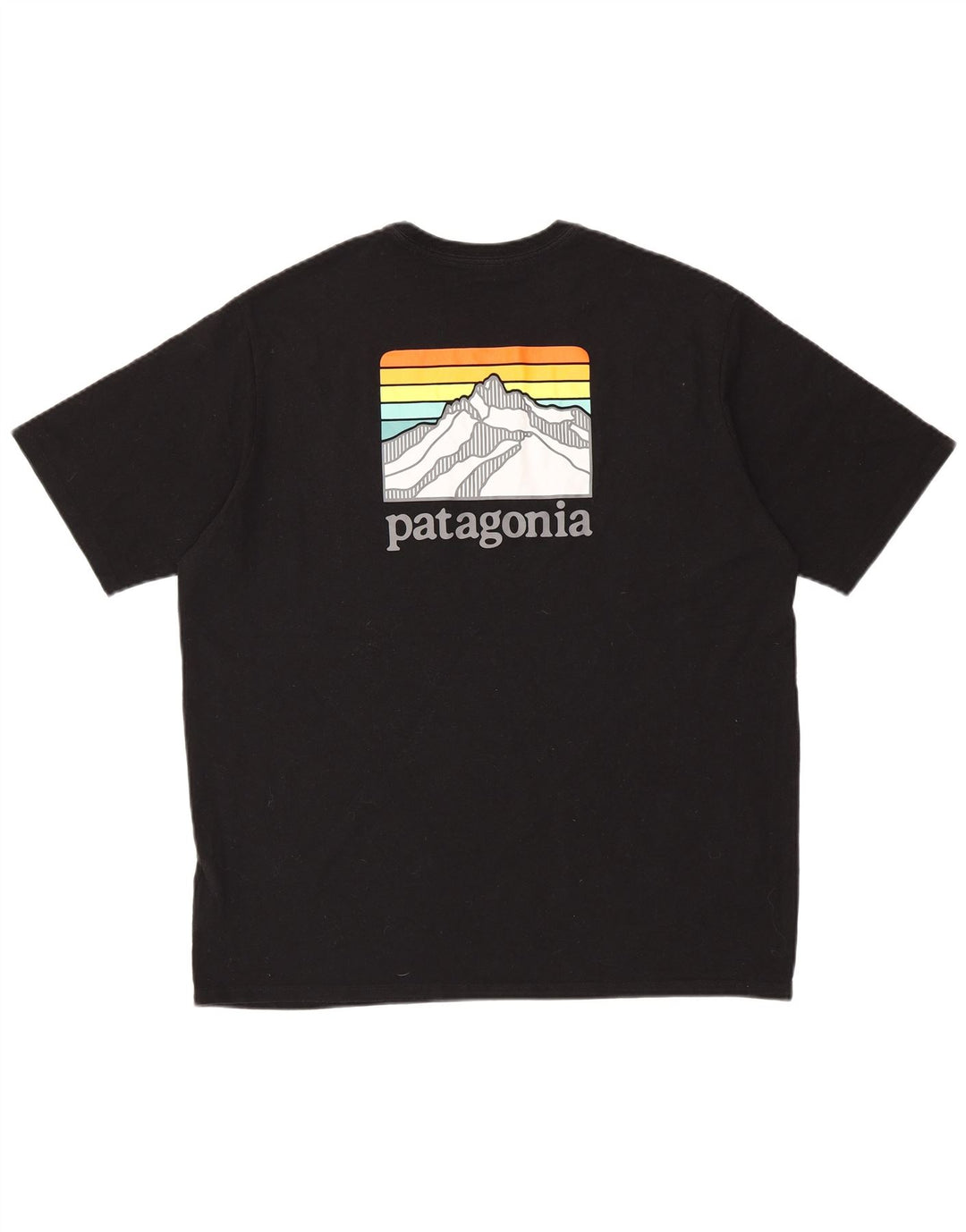 PATAGONIA Herre Regular Fit grafisk T-shirt Top Stor sort bomuld