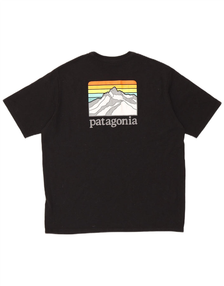 PATAGONIA Herre Regular Fit grafisk T-shirt Top Stor sort bomuld