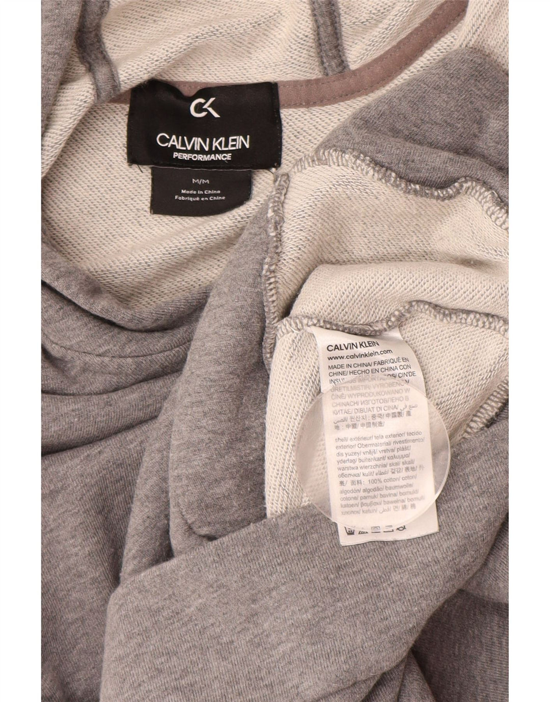 CALVIN KLEIN Womens Performance Hoodie Sweater med lynlås UK 12 Medium Grey