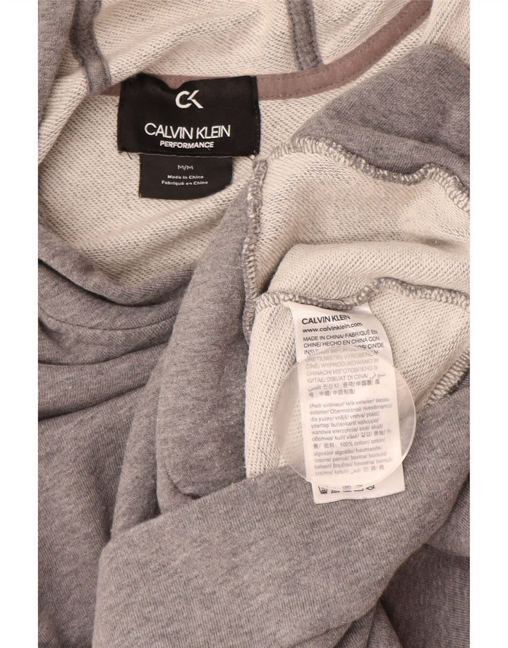 CALVIN KLEIN Womens Performance Hoodie Sweater med lynlås UK 12 Medium Grey
