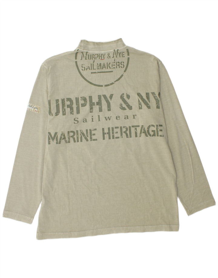 Murphy & Nye Herre Marine Heritage Grafisk Top Langærmet 2XL Khaki Bomuld