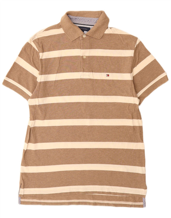 Tommy Hilfiger herre poloshirt lille brun stribet bomuld