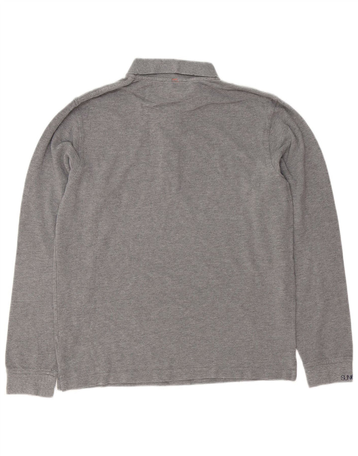 Sun68 Langærmet herre poloshirt Stor grå bomuld