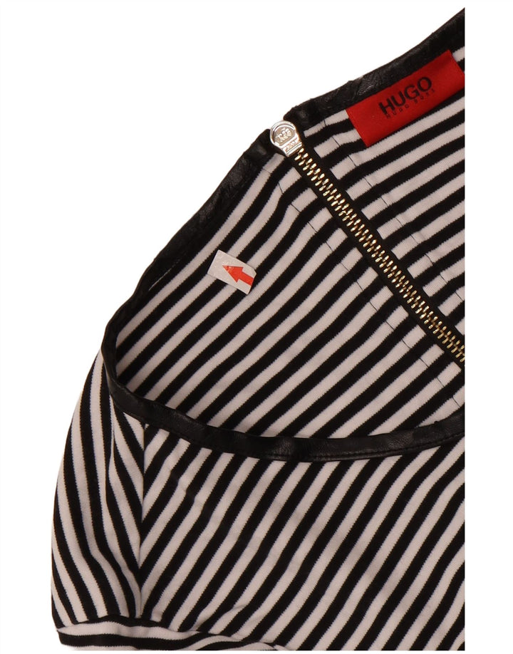 Hugo Boss Dame Top Langærmet UK 12 Medium Sort Stribet