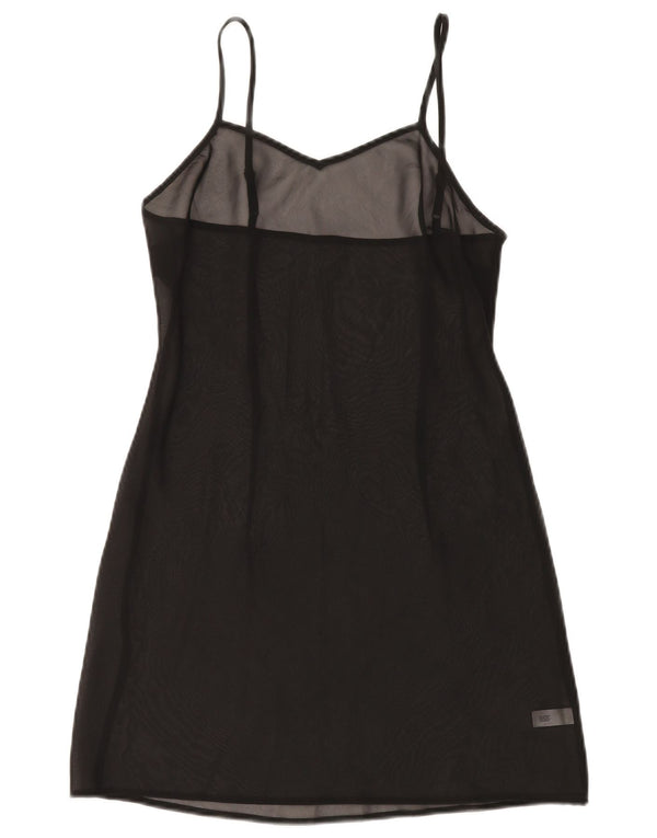Vintage Dame se Gennem Slip Dress UK 8 Small Black Silk