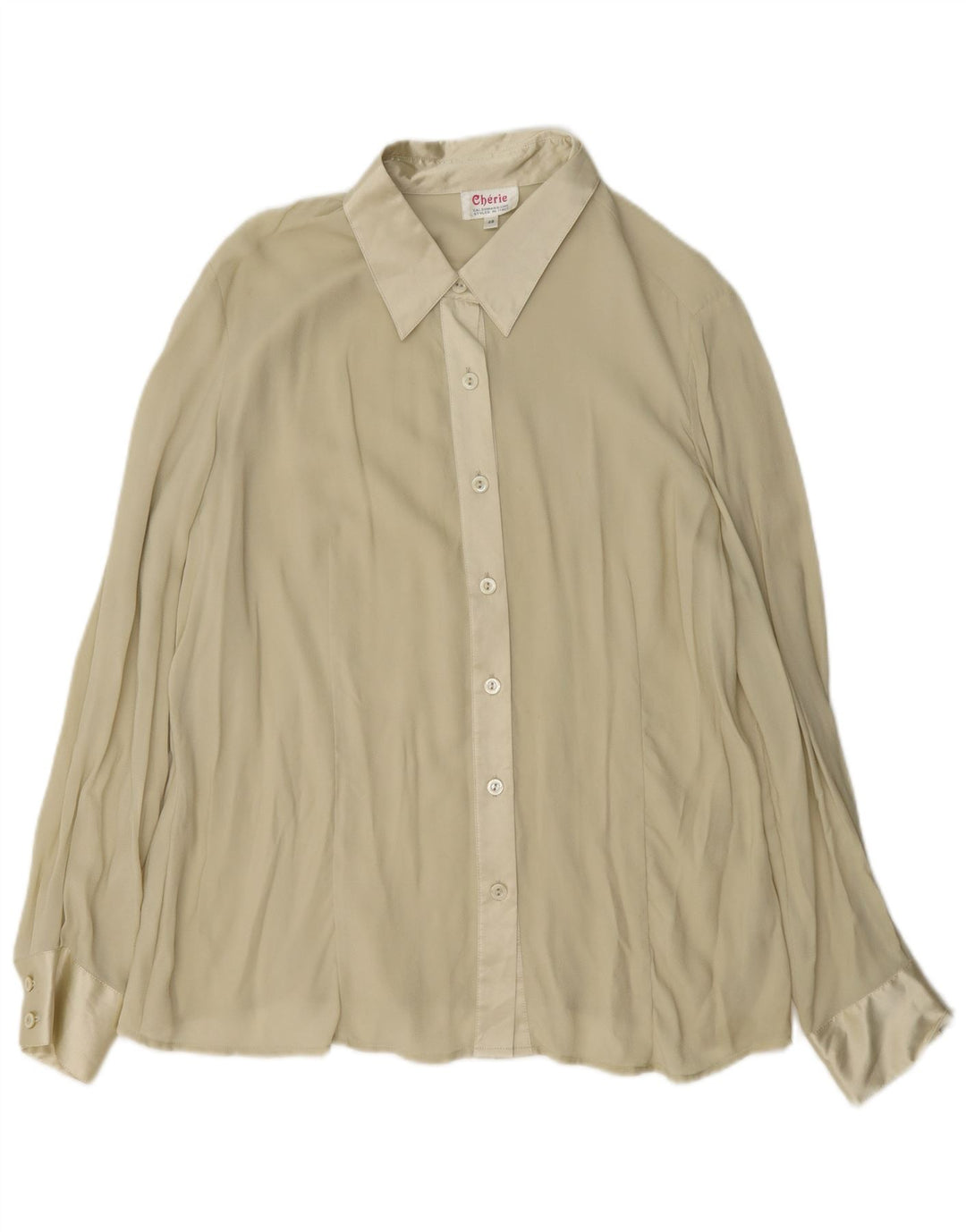 cherie Dame Skjorte Bluse IT 48 XL Beige Silke