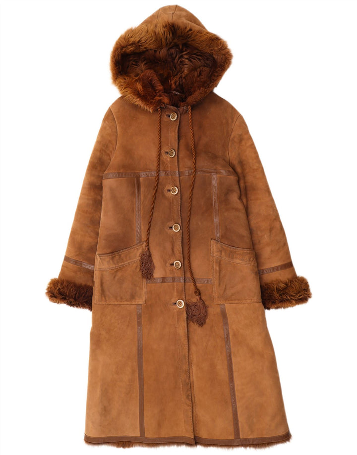 Vintage Dame Shearling Coat UK 14 Medium Brown