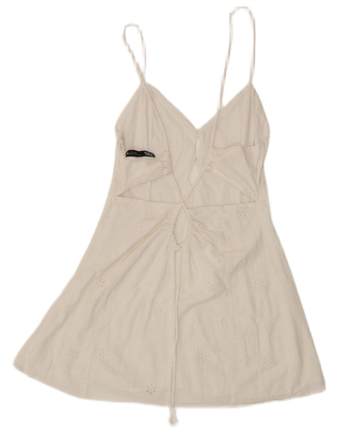 ZARA Solkjole til kvinder UK 12 Medium White Floral Bomuld