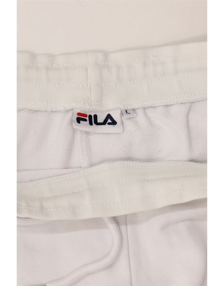 FILA Womens Graphic Sport Shorts UK 14 Large  White