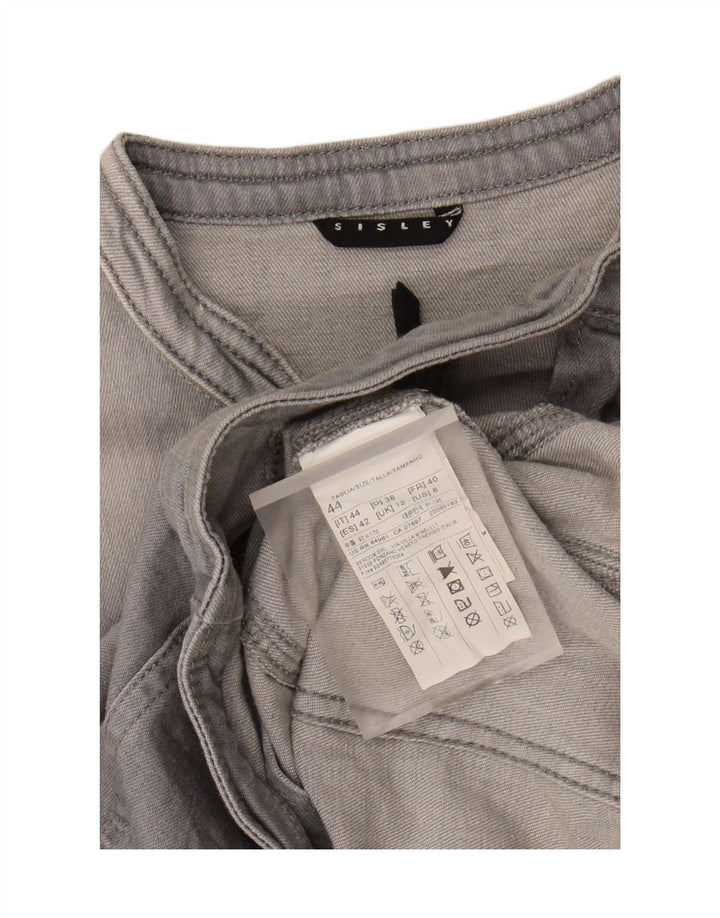 SISLEY Womens Crop Denim Jacket UK 12 Medium  Grey Cotton Vintage Sisley and Second-Hand Sisley from Messina Hembry 