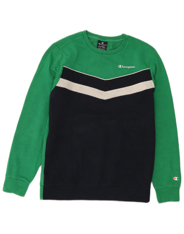 Champion Boys Sweatshirt Jumper 13-14 år XL Grøn Colourblock