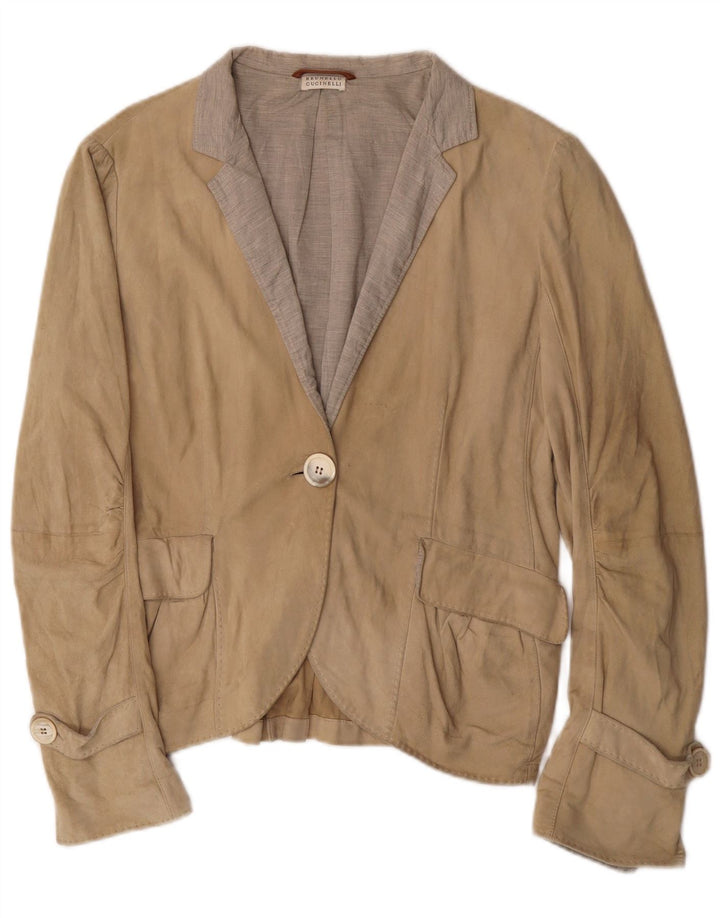 Brunello Cucinelli Dame 1 Knap Blazer Jacket UK 12 Medium Beige Classic