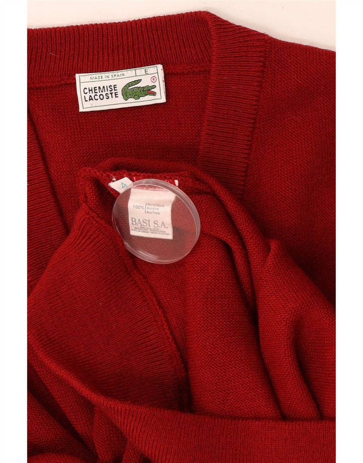 Lacoste Herre Loose Fit V-hals sweater str. 4 Medium Rød Akryl