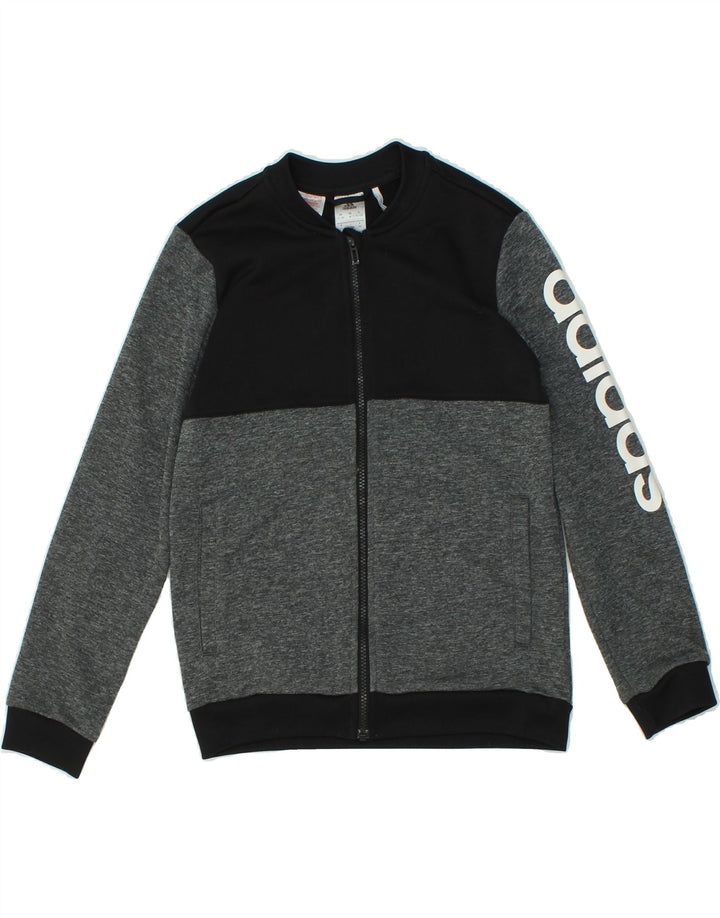 ADIDAS Boys Climalite Graphic Tracksuit Top Jacket 11-12 Years Grey Vintage Adidas and Second-Hand Adidas from Messina Hembry 