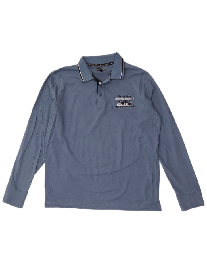 Coveri Langærmet Polo Shirt til mænd Stor blå bomuld