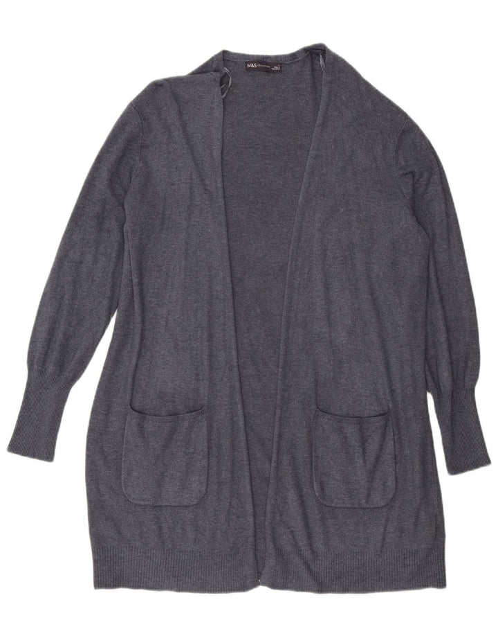 MARKS & SPENCER Dame Longline Open Cardigan Sweater UK 16 Large Blue
