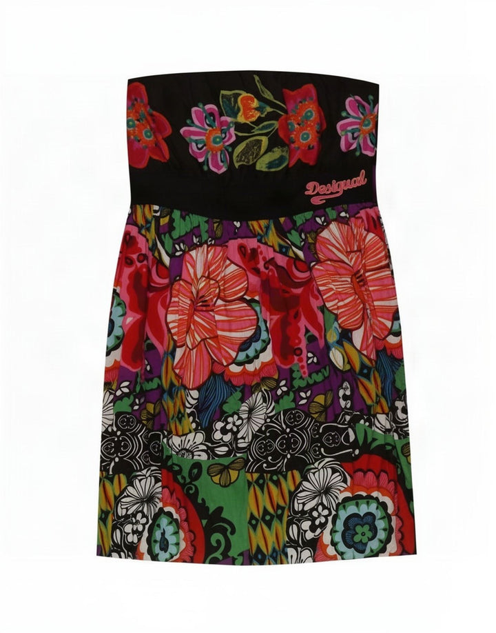 Desigual Dame Mini Stropløs Kjole EU 42 Stor Flerfarvet Blomster