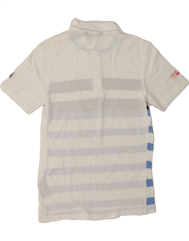 CREW CLOTHING Mens Polo Shirt Small White Striped Cotton Vintage Crew Clothing and Second-Hand Crew Clothing from Messina Hembry 
